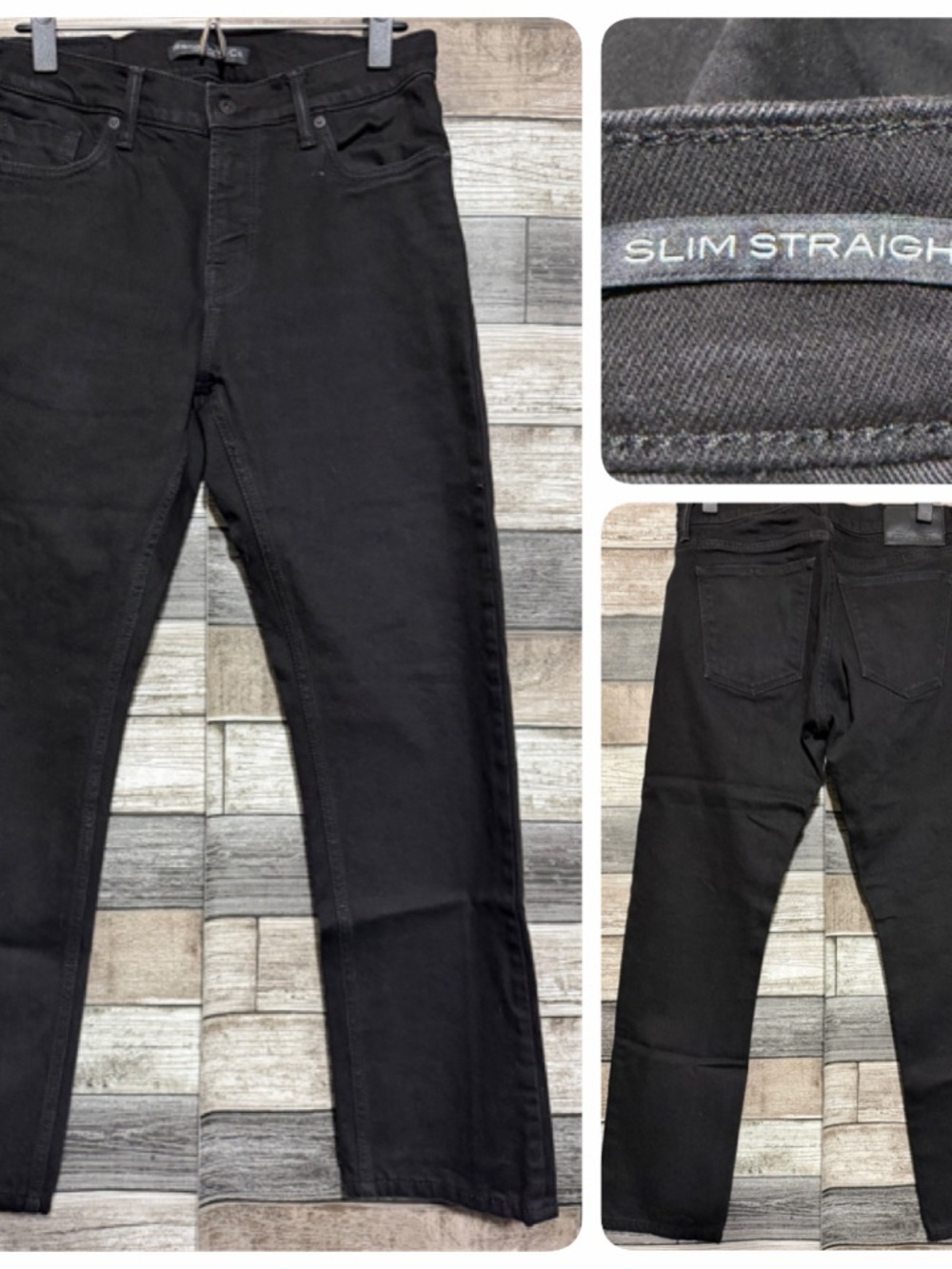 Rising Sun & Co The Slim Straight Jeans Men’s 30x28.5 Black Denim Stretch